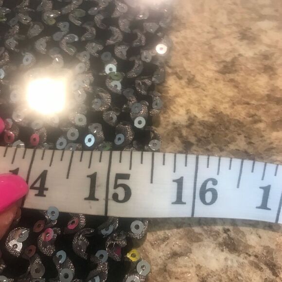 Forever 21 Sequin Skirt Small Black Waistband - Picture 6 of 10